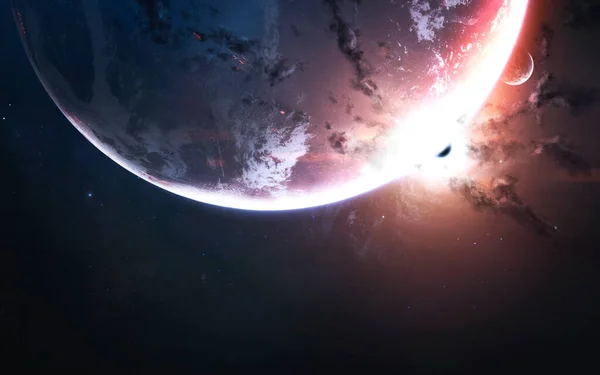 Planetas del espacio profundo, impresionante fondo de pantalla de ciencia ficción, paisaje cósmico. Elementos de esta imagen proporcionados por la NASA —  Fotos de Stock