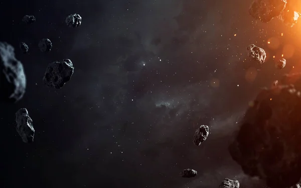 Научная фантастика обои, астероиды и туманности. Элементы этого изображения предоставлены НАСА — стоковое фото