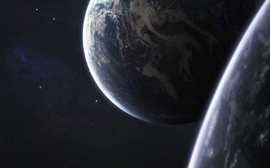 Keşfedilmemiş gezegenler, evrenin müthiş bilim kurgu illüstrasyonu. Bu görüntünün elementleri NASA tarafından desteklenmektedir