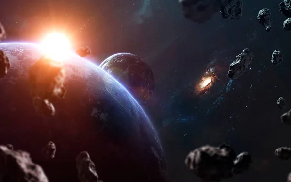 Kosmiskt landskap, vacker science fiction tapet med oändliga djupa rymden. Delar av denna bild tillhandahålls av NASA — Stockfoto