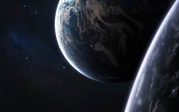 Unexplored planets, awesome science fiction illustration of cosmos. Elements of this image furnished by NASA