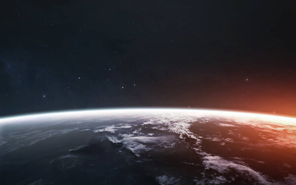 Awesome beautiful Earth planet in cold and warm light. Elements of this image furnished by NASA