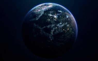 Toprak. Derin uzay görüntüsü, yüksek çözünürlüklü bilim kurgu fantezisi duvar kağıdı ve baskı için idealdir. Bu görüntünün elementleri NASA tarafından desteklenmektedir