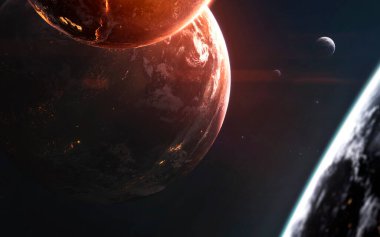 Derin uzay gezegenleri, muhteşem bilim kurgu duvar kağıtları, kozmik manzaralar. Bu görüntünün elementleri NASA tarafından desteklenmektedir