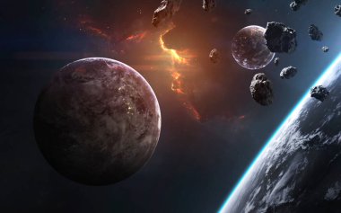 Derin uzay gezegenleri, muhteşem bilim kurgu duvar kağıtları, kozmik manzaralar. Bu görüntünün elementleri NASA tarafından desteklenmektedir