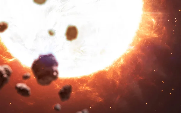 Estrela quente gigante, incrível papel de parede de ficção científica, paisagem cósmica. Elementos desta imagem fornecidos pela NASA — Fotografia de Stock