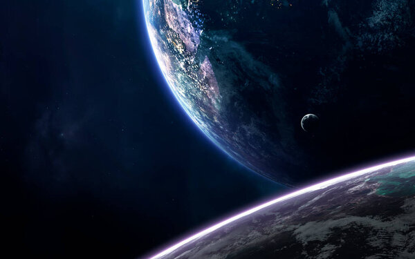 Unexplored planets of faraway space. Deep space image, science fiction fantasy in high resolution ideal for wallpaper and print. Elements of this image furnished by NASA