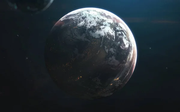 Diepe ruimte planeten, geweldig science fiction behang, kosmisch landschap. Elementen van deze afbeelding geleverd door NASA — Stockfoto