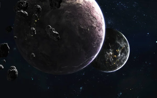 Πλανήτες του διαστήματος, φοβερή ταπετσαρία επιστημονικής φαντασίας, κοσμικό τοπίο. Στοιχεία αυτής της εικόνας που παρέχονται από τη NASA — Φωτογραφία Αρχείου
