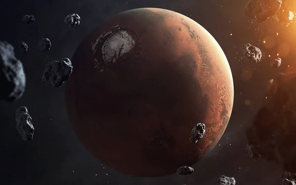火星。太阳系的行星可视化。美国航天局提供的这一图像的要素 — 图库照片
