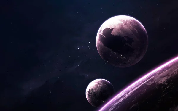Cosmosul neexplorat. Imagini de fundal science fiction, planete, stele, galaxii și nebuloase într-o imagine cosmică minunată. Elemente ale acestei imagini furnizate de NASA — Fotografie, imagine de stoc