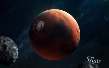 Mars. Güneş sisteminin müthiş kaliteli gezegenleri. 5K 'deki kusursuz bilim görüntüsü. Bu görüntünün elementleri NASA tarafından desteklenmektedir