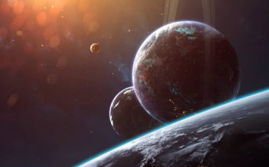 Derin uzay, sonsuz evrenin güzelliği. Bilim kurgu duvar kağıdı. Bu görüntünün elementleri NASA tarafından desteklenmektedir