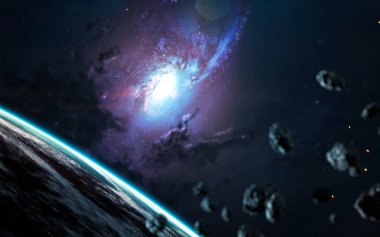 Güzel sarmal galaksi, muhteşem bilim kurgu duvar kağıdı, kozmik manzara. Bu görüntünün elementleri NASA tarafından desteklenmektedir