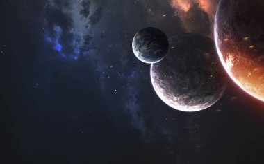 Derin uzay gezegenleri, muhteşem bilim kurgu duvar kağıtları, kozmik manzaralar. Bu görüntünün elementleri NASA tarafından desteklenmektedir