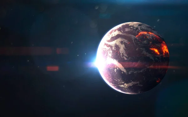 Planeta Lava, incrível papel de parede de ficção científica, paisagem cósmica. Elementos desta imagem fornecidos pela NASA — Fotografia de Stock
