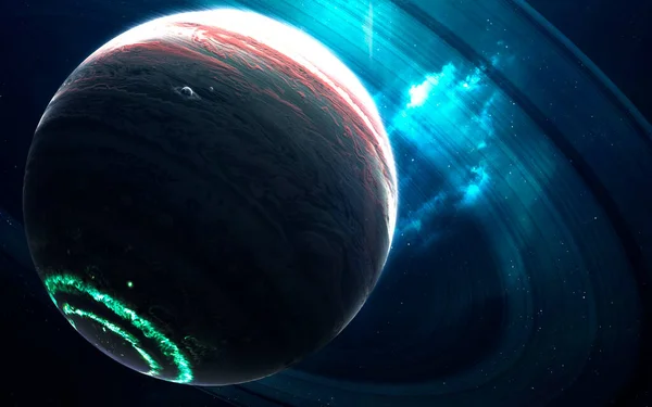 Газовий гігант Колоса з невеликими планетами, що обертаються навколо нього. Елементи цього зображення, надані НАСА. — стокове фото