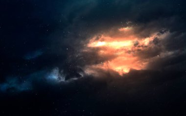 Samanyolu 'nda bir yerde nebula var. Derin uzay görüntüsü, yüksek çözünürlüklü bilim kurgu fantezisi duvar kağıdı ve baskı için idealdir. Bu görüntünün elementleri NASA tarafından desteklenmektedir