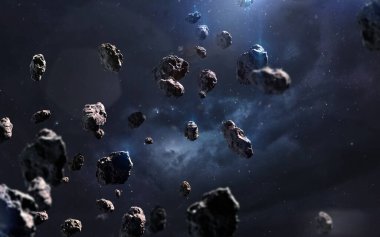 Meteorlar. Derin uzay görüntüsü, yüksek çözünürlüklü bilim kurgu fantezisi duvar kağıdı ve baskı için idealdir. Bu görüntünün elementleri NASA tarafından desteklenmektedir