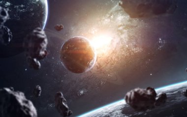 Uzayın derinliklerinde muhteşem bir galaksi. Sonsuz evrenin yıldız alanları. Bu görüntünün elementleri NASA tarafından desteklenmektedir