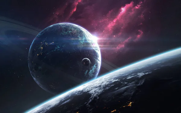 Kosmiczny krajobraz, piękna tapeta science fiction z nieskończoną przestrzenią kosmiczną. Elementy tego obrazu dostarczone przez NASA — Zdjęcie stockowe