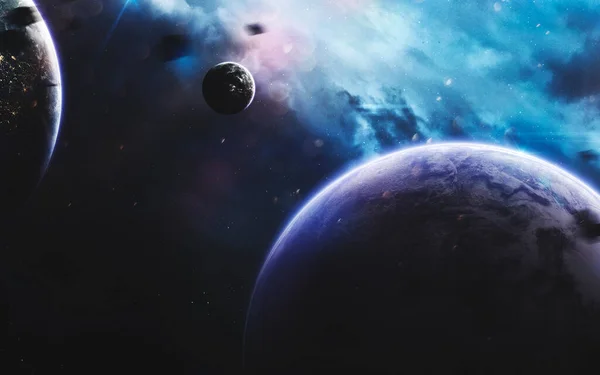 Ανεξήγητοι πλανήτες μακρινού διαστήματος. Εικόνα βαθέως διαστήματος, φαντασία επιστημονικής φαντασίας σε υψηλή ανάλυση ιδανικό για ταπετσαρία και εκτύπωση. Στοιχεία αυτής της εικόνας που παρέχονται από τη NASA — Φωτογραφία Αρχείου