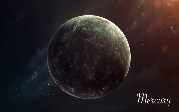 Меркурий. Удивительное качество планет Солнечной системы. Изображение науки в 5K. Элементы этого изображения предоставлены НАСА — стоковое фото