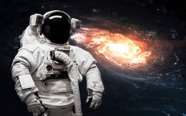 Uzay yürüyüşünde astronot, EVA, müthiş bir bilim kurgu duvar kağıdı. Bu görüntünün elementleri NASA tarafından desteklenmektedir