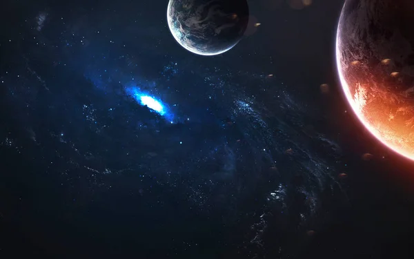 深空行星，令人敬畏的科幻小说壁纸，宇宙风景。美国航天局提供的这一图像的要素 — 图库照片