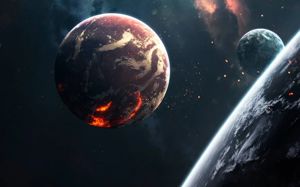 Planete spațiale adânci, minunat tapet science fiction, peisaj cosmic. Elemente ale acestei imagini furnizate de NASA — Fotografie, imagine de stoc