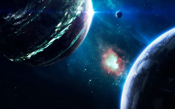Paisaje cósmico, hermoso fondo de pantalla de ciencia ficción con interminable espacio profundo. Elementos de esta imagen proporcionados por la NASA — Foto de Stock