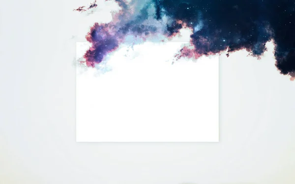 Layout creativo realizzato in nebulosa con nota cartacea. Elementi di questa immagine forniti dalla NASA — Foto Stock