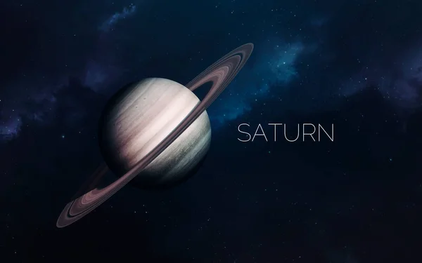 土星。サイエンスフィクションスペースの壁紙、信じられないほど美しい惑星、銀河、無限の宇宙の暗いと冷たい美しさ。NASAによって提供されたこの画像の要素 — ストック写真