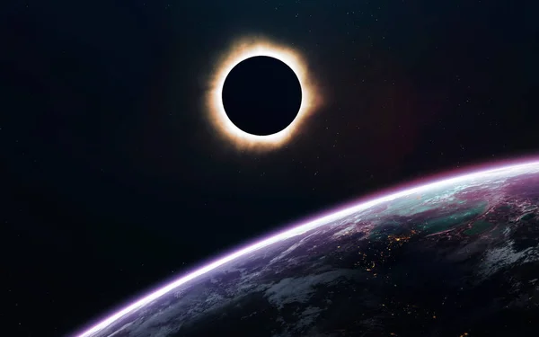 Солнечное затмение. Глубокое космическое изображение, фантастика в высоком разрешении идеально подходит для обоев и печати. Элементы этого изображения предоставлены НАСА — стоковое фото