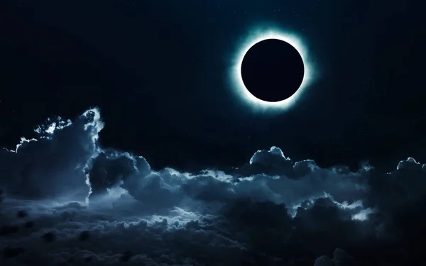 Солнечное затмение. Глубокое космическое изображение, фантастика в высоком разрешении идеально подходит для обоев и печати. Элементы этого изображения предоставлены НАСА — стоковое фото