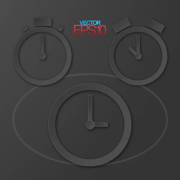 Relojes modernos de diseño plano con sombras — Vector de stock