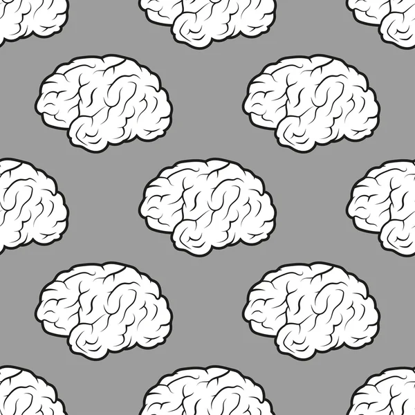 Seamless Brains on the grey background — Stock Vector