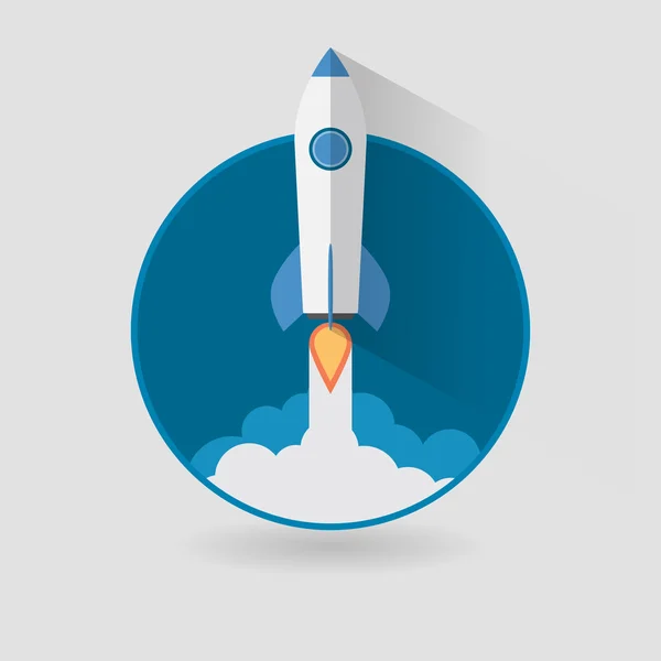 Start Up Concetto Space Roket Design piatto moderno — Vettoriale Stock