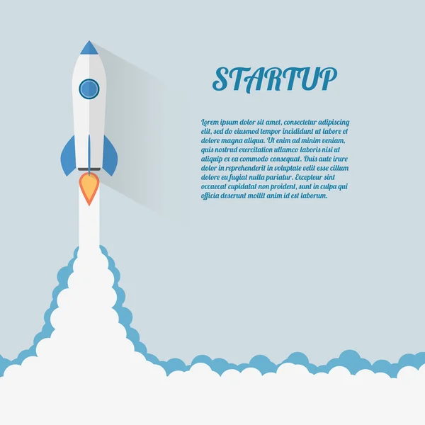 Start Up Concept Space Roket Diseño plano moderno — Vector de stock