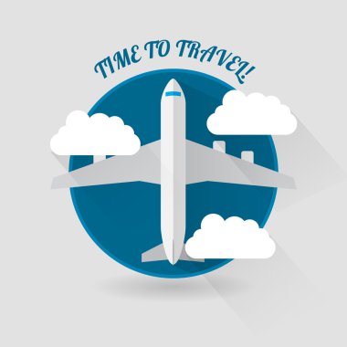 Modern düz stil uçak seyahat için zaman