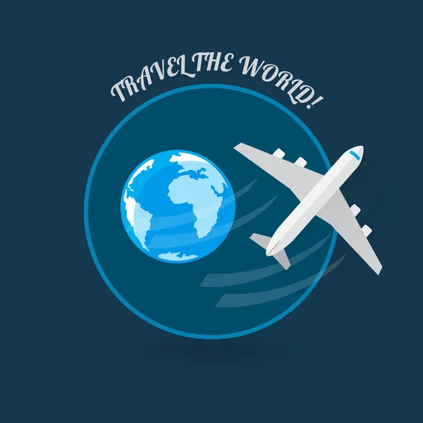 Время путешествовать на современном плоском самолете — стоковый вектор