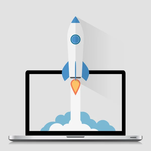 Start Up Concept Space Rocket Modern Flat Design — Stock Vector