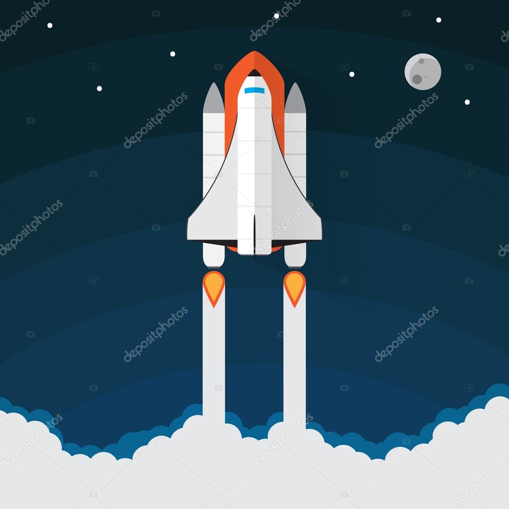 Space Shuttle Launch. Vector illustration