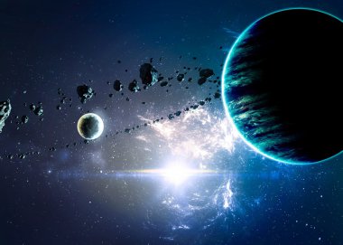 Gezegenlerin uzayda bulutsu üzerinde