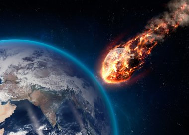 A Meteor glowing as it enters the Earths atmosphere. Elements of this image furnished by NASA clipart