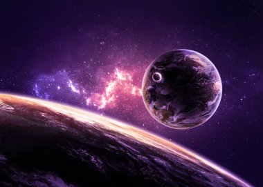 Gezegenlerin uzayda bulutsu üzerinde
