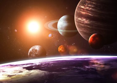 Güneş sistemi ve uzay nesneleri. Nasa tarafından döşenmiş bu görüntü unsurları