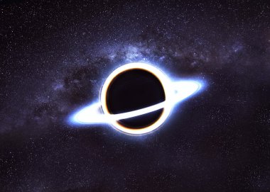 Uzayda kara delik. Bu görüntünün elementleri NASA tarafından desteklenmektedir