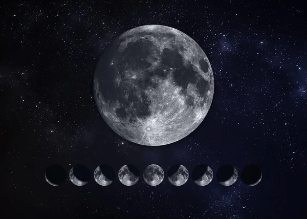 Fases lunares. Elementos de esta imagen proporcionados por la NASA — Foto de Stock