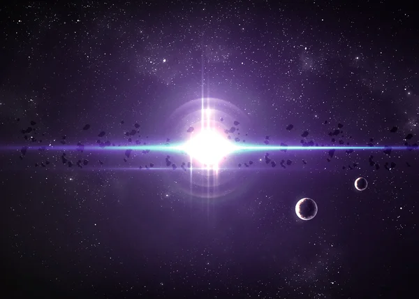 Planeter över nebulosor i rymden. Delar av denna bild från Nasa — Stockfoto